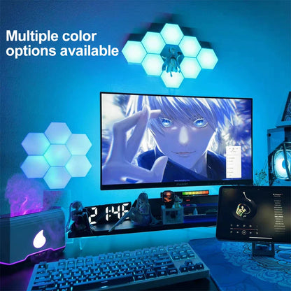 RGB LED Hexagon Light Bluetooth Honeycomb Wall Lamp Remote Control Night Light for Computer Game Room Decoration Bedroom Bedside